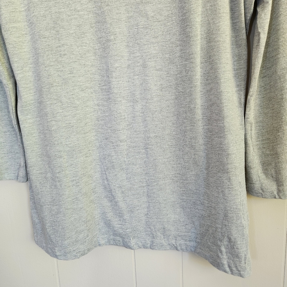 Norma Kamali gray organic cotton scoop neck tee t-shirt button embellishment XL - Picture 5 of 13